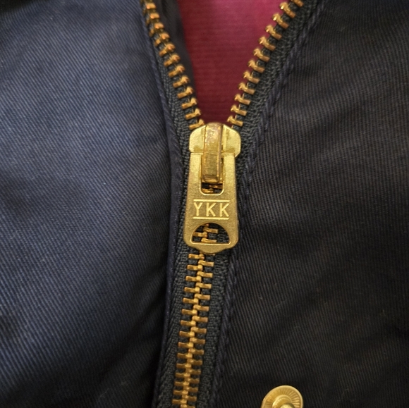 J. Crew Relaxed Boyfriend Utility Jacket Dark Blue Cotton With Gold Snaps Medium - Picture 4 of 11